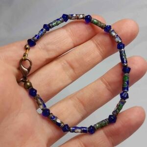 Cloisonne and Venetian Blue Glass Bracelet